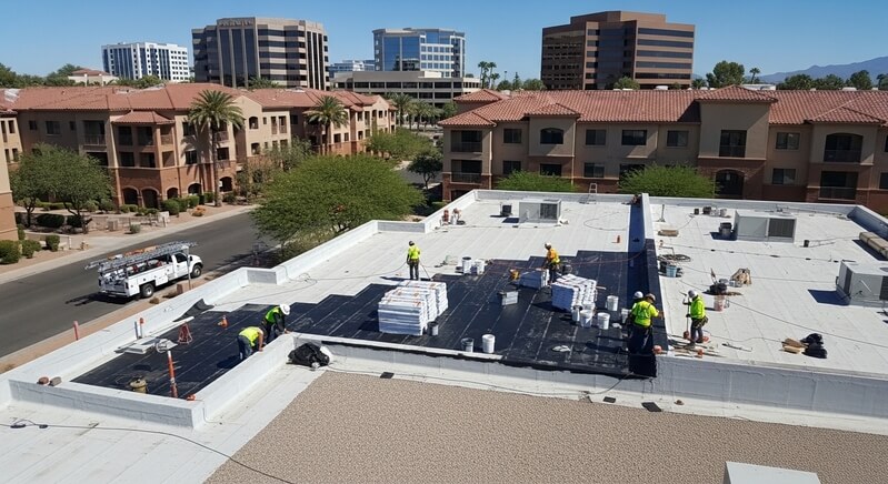 Commercial warehouse roof surface in the East Valley
