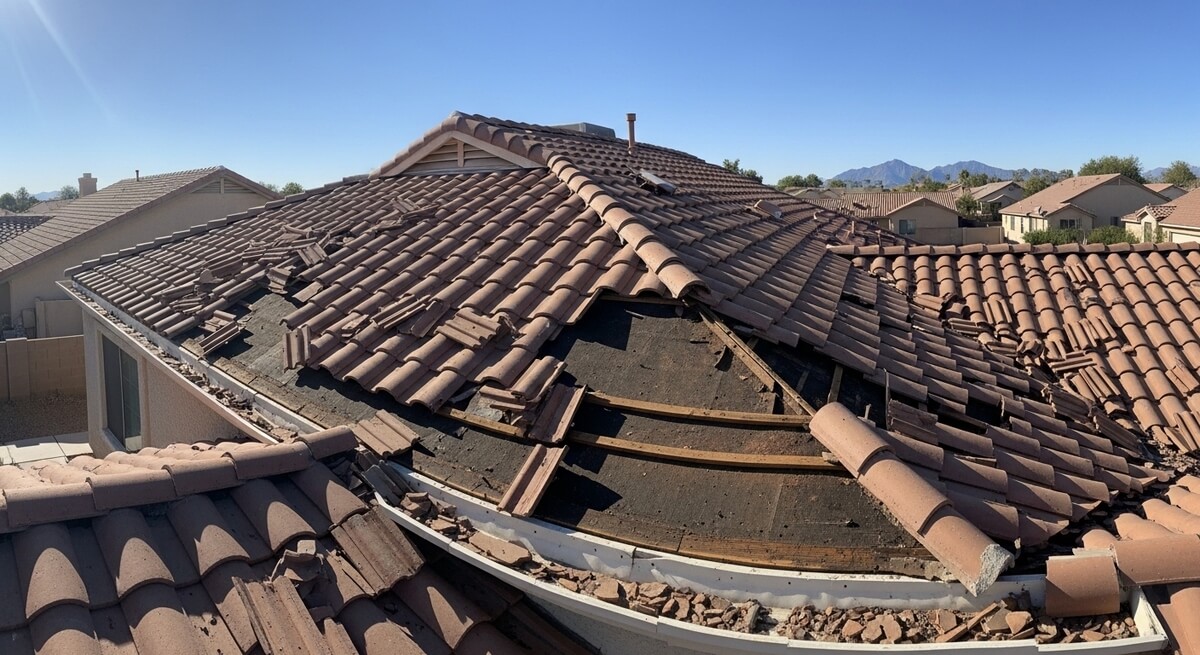 Completed roof replacement on a home in Tempe, AZ