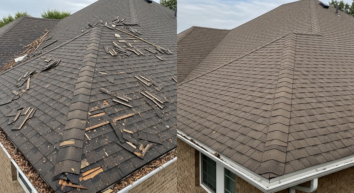 Contractor writing an itemized roof repair estimate in Tempe, AZ