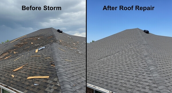 Cracked tile roof with visible storm damage before repair in Tempe, AZ