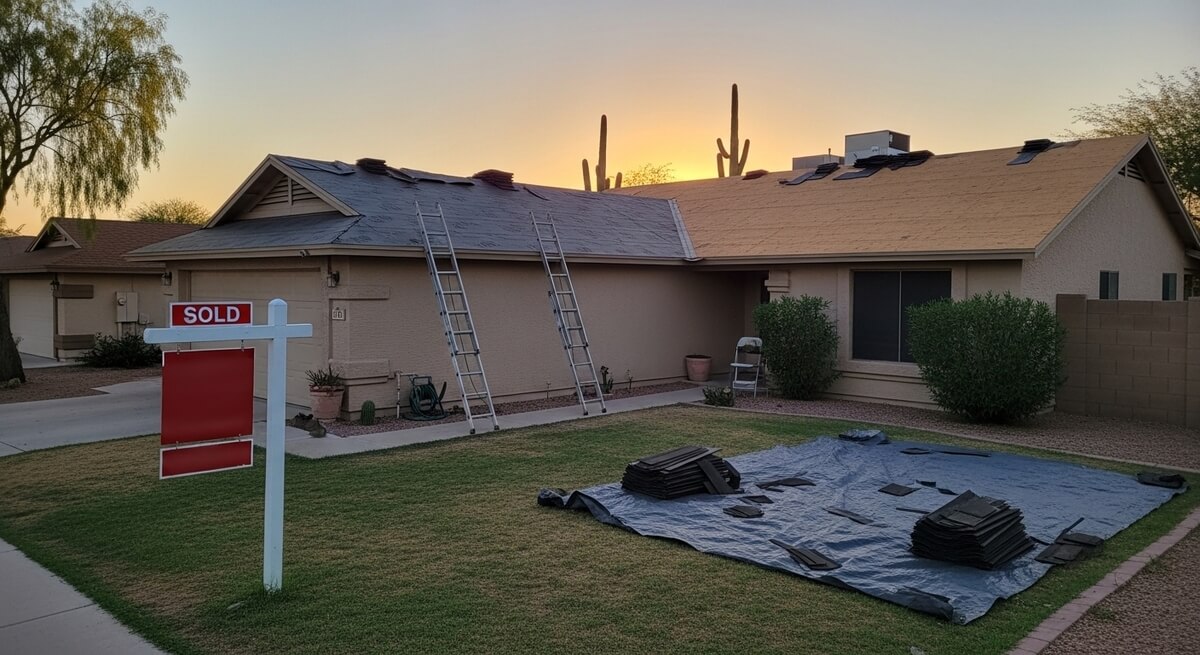 New roof installation in progress in Tempe, AZ