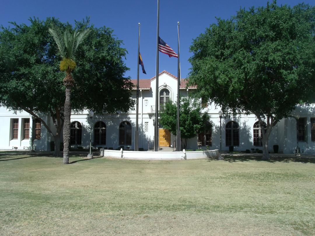 Historic Gilbert High School building, AZ, built 1920