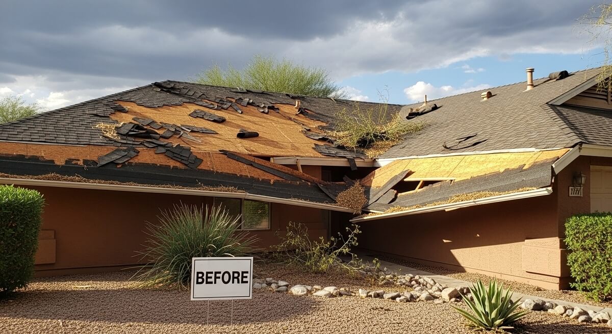 after emergency roof repair in Tempe AZ showing restored roof