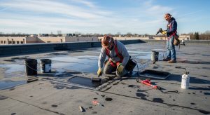 flat roof repair in Tempe AZ fixing cracks and pooling water