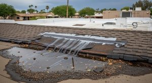 damaged leaking roof before repair tempe