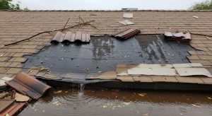 damaged leaking roof before repair tempe