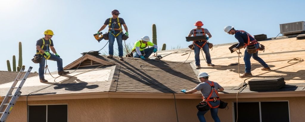 Aerial view of East Valley Arizona neighborhoods across Tempe, Scottsdale, and Chandler served by roof repair contractors