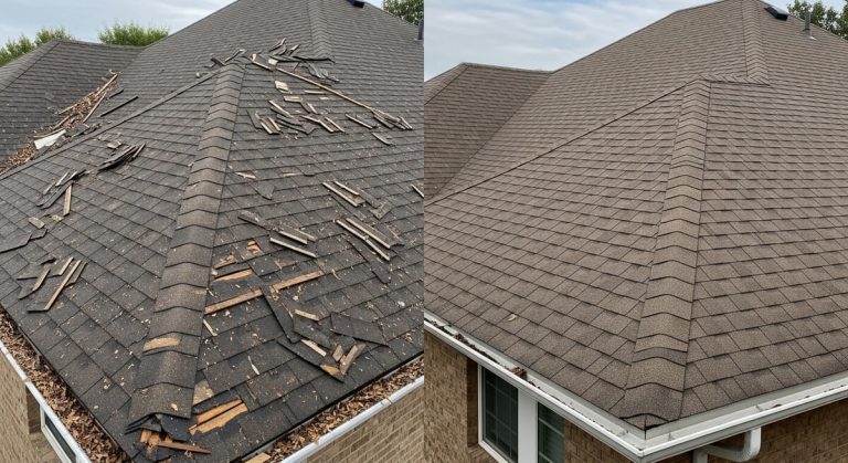 Contractor writing an itemized roof repair estimate to compare against an insurance deductible in Tempe, AZ