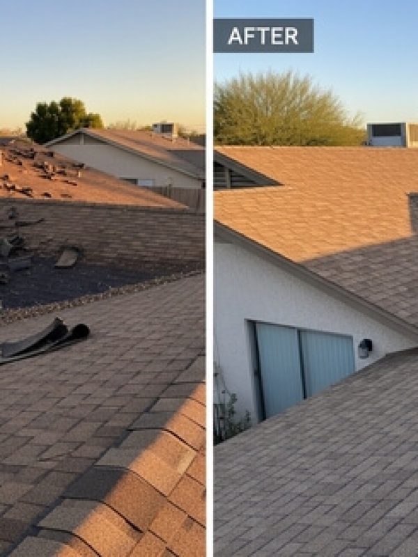 Damaged roof before and after repair in Tempe AZ-4