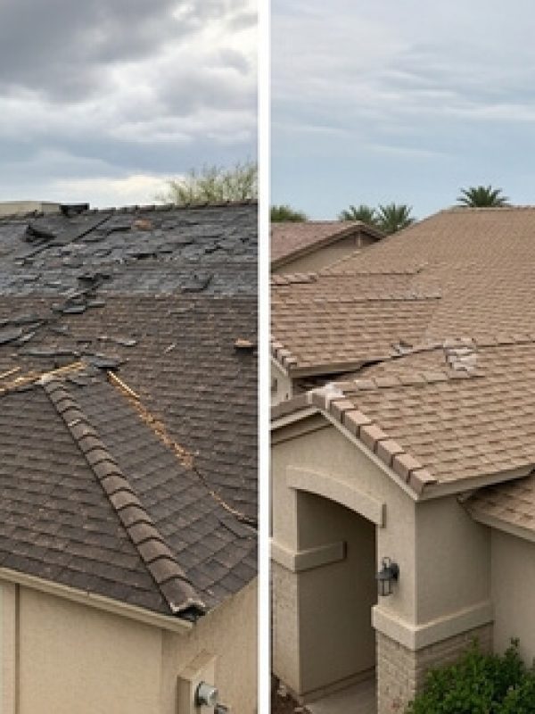 Damaged roof before and after repair in Tempe AZ-2
